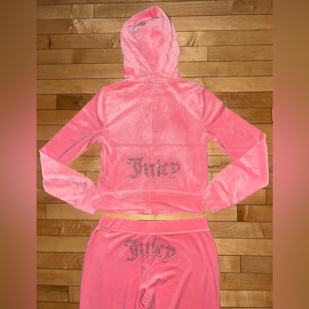 Juicy Couture Pink Velour Hoodie & Pants Set